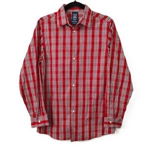IZOD Red White Plaid Long Sleeve Button-Down Shirt 18 / 20 XXL Boys Top